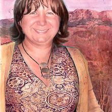 Woman and mountain realistic portrait drawing Ein Projekt aus dem Bereich Traditionelle Illustration, Bleistiftzeichnung, Zeichnung, Porträtzeichnung, Realistische Zeichnung, Artistische Zeichnung, Zeichnen mit Buntstiften und Aquarellmalerei von Mentiradeloro Esther Cuesta - 13.06.2024