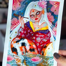 Meu projeto do curso: Introdução à tinta guache: viagem cromática ao Japão. Een project van Traditionele illustratie,  Beeldende kunst, Schilderij y Schilderen met gouache van Paola Felintro da Silva - 17.07.2024