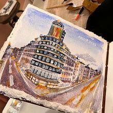 My project for course: Architectural Sketching with Watercolor and Ink. Un projet de Esquisse , Dessin, Aquarelle, Illustration architecturale, Carnet de croquis et Illustration à l'encre de sma museum - 18.07.2024