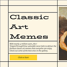Classic Art Memes Gallery. Design, UX / UI, Web Design, Mobile Design, Digital Design, T, pograph, Design, App Design, and Digital Product Design project by Brandon Gonzalez Carranza - 07.14.2024