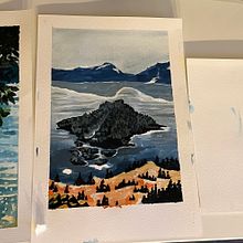 Mein Abschlussprojekt für den Kurs: Landschaftsmalerei mit Gouache für Anfänger. Projekt z dziedziny  Sztuki piękne,  Malarstwo, Ilustracja naturalist, czna i Malowanie gwaszami użytkownika Linda Schmitt - 18.07.2024