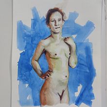 Mi proyecto del curso: Figura humana en acuarela. Traditional illustration, Fine Arts, Painting, Watercolor Painting, Realistic Drawing, and Figure Drawing project by mjacuoli - 07.18.2024