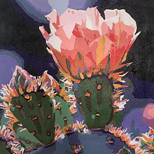 Prickly Pear in Indigo Shadows. Acr, lic Painting, Botanical Illustration, and Naturalistic Illustration project by Bri - 07.20.2024