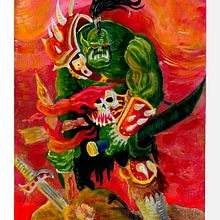Orco con cruz . Character Design, Painting, Acr, and lic Painting project by Nico Benitez - 07.22.2024