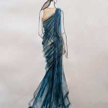 Assignment for course "Watercolor Fashion Illustration: Silhouette, Color and Flow". Watercolor Painting, and Fashion Illustration	 project by Signe Licite - 07.25.2024