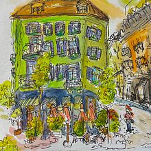 Urban Sketching. Traditional illustration, Architectural Illustration, Ink Illustration, and Watercolor Painting project by Laura Galeano - 07.26.2024