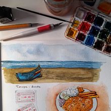 Mi proyecto del curso: Cuaderno de viaje en acuarela. Traditional illustration, Watercolor Painting, Architectural Illustration, and Sketchbook project by Catalina Rojas Araos - 07.26.2024