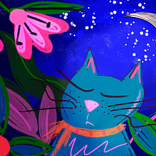 The cats and the night!. Digital Illustration, and Children's Illustration project by Cassya Maviony - 07.26.2024