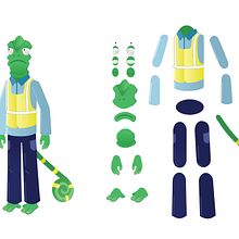 Quincey the Crosswalk Chameleon. Character Design project by saradimech - 07.26.2024