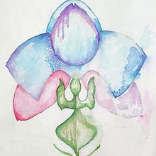 L'orchidée singulière . Fine Arts, Painting, Acr, lic Painting, Watercolor Painting, and Collage project by Nadia - 03.30.2023