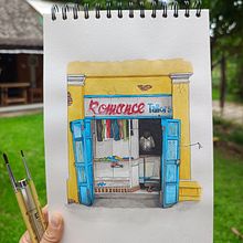 My project for course: Watercolor Urban Illustration: Portray your City. Projekt z dziedziny  Malarstwo,  R, sunek, Malowanie akwarelą,  R i sunek architektoniczn użytkownika anna_akhmetova - 19.07.2024