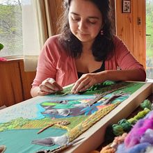 Mi proyecto del curso: Pintar con hilo: técnicas de ilustración textil. Traditional illustration, Embroider, and Textile Design project by Paulina Oses - 07.28.2024