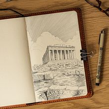 Ink Illustration Of Parthenon . Een project van  Beeldende kunst,  Concept art, Traditionele illustratie,  Illustratie met inkt, Sketchbook y  Schetsen van Nikita Busyak - 29.07.2024