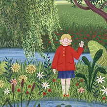 A girl by a pond. Children's Illustration project by Zofia Gajos - 07.25.2024