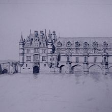 Château de Chenonceau, France. . Pencil Drawing, Drawing, Artistic Drawing, and Architectural Illustration project by nicolasamauger_1 - 07.05.2024