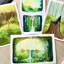 My project for course: Fantasy Landscapes with Watercolor & Gouache Ein Projekt aus dem Bereich Bildende Künste, Malerei, Aquarellmalerei, Naturalistische Illustration und Gouachemalerei von Angelica Sanchez - 04.08.2024