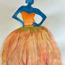 My project for course: ball gown with metallics. Traditional illustration, Watercolor Painting, and Fashion Illustration	 project by Harkins Carter - 08.05.2024
