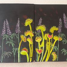 Expressive Floral Painting : Plantes carnivores et lavandes ; Ein Projekt aus dem Bereich Malerei mit Acr, l, Blumen- und Pflanzendesign, Sketchbook, Skizzenentwurf, Farbenlehre, Zeichnung, Bildende Künste und Botanische Illustration von florine_bm - 06.08.2024