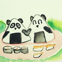 Meu projeto do curso: Ilustração em aquarela com influência japonesa - O PANDA ONIGIRI . Traditional illustration, Drawing, and Watercolor Painting project by carolinesuzuki - 08.05.2024