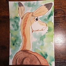 Impala femelle , croquis à l'encre sépia et aquarelle. Traditional illustration, Painting, and Watercolor Painting project by Valérie SCHULER - 08.08.2024