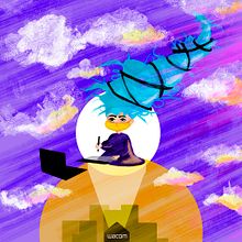 "Luz Creativa en la Ciudad: El Niño Artista". Digital Illustration project by Yanina Amato - 08.09.2024