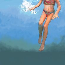 nadadora. Vector Illustration, and Street Art project by lucas-zarraluki - 08.10.2024