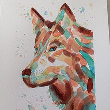 Lobo acuarela, técnica húmedo sobre seco. Watercolor Painting project by Cristina Fuentes García - 08.10.2024