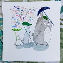 Totoros. Watercolor Painting project by Cristina Fuentes García - 08.10.2024