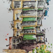 Final project, drawing the town with markers and other stuff. Un progetto di Bozzetti, Disegno, Illustrazione architettonica, Sketchbook e Illustrazione con inchiostro di Williams Aguilera - 13.08.2024