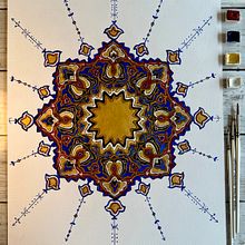 Mi proyecto del curso: Introducción al arte islámico: crea patrones biomórficos. Un proyecto de Pintura, Pattern Design, Dibujo, Pintura a la acuarela e Ilustración con tinta de Ana Laura Moreno Díaz - 13.08.2024