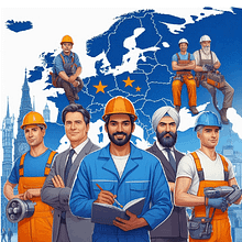 Uniting Indian Blue-Collar Workers with Opportunities in Europe. Un proyecto de Publicidad de Skill bee - 15.08.2024