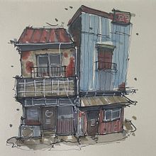 My project for course: Expressive Architectural Sketching with Colored Markers. Sketching, Drawing, Architectural Illustration, Sketchbook & Ink Illustration project by Emre A - 08.15.2024