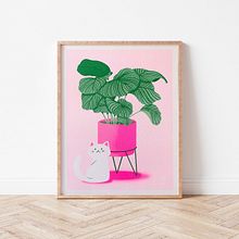 Risographie chat plante. Artesanato, Ilustração digital, e Estampagem projeto de Laura Wohlgehaben - 18.08.2024