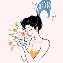  Retrato ilustrado com elementos botânicos. Un projet de Illustration traditionnelle, Illustration numérique, Illustration botanique , et Dessin numérique de Lune - 19.08.2024