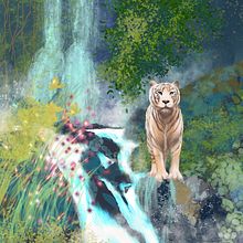 White Tiger. Traditional illustration, Arts, Crafts, Drawing, Digital Illustration, and Children's Illustration project by Cher Cowan - 08.19.2024