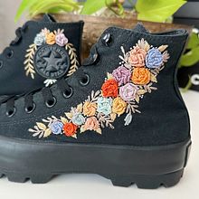 Roses and Mushrooms Hand Embroidered Canvas Shoes. Arts, Crafts, Embroider, and Fiber Arts project by Erin McDonald - 02.28.2024