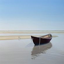 Red Dory at Low Tide. Painting project by Derek Macara - 08.22.2024