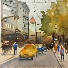Mój projekt z kursu: Pejzaże miejskie w akwareli. Fine Arts, Watercolor Painting, and Architectural Illustration project by magda_1970 - 08.22.2024