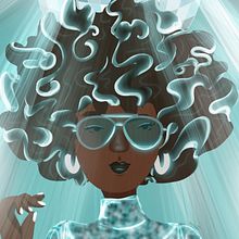 Disco, afro & teal. Un progetto di Illustrazione digitale e Disegno di ritratti di Deniz Aş - 23.08.2024