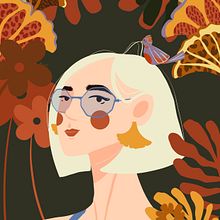 Botanical, white hair & animal. Un projet de Illustration numérique , et Dessin de portrait de Deniz Aş - 23.08.2024