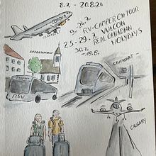 Mein Abschlussprojekt für den Kurs: Reisetagebuch: Illustration mit Mischtechniken. Un progetto di Disegno, Pittura ad acquerello, Sketchbook, Illustrazione con inchiostro e Disegno con matite colorate di info_034814 - 25.08.2024