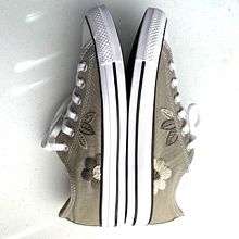 Hand Embroidered Khaki Shoes. Embroider, Arts, Crafts, and Fiber Arts project by Erin McDonald - 02.07.2022
