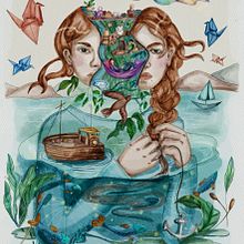 Mi proyecto del curso: Ilustración surrealista con acuarela y tinta. Un progetto di Belle arti, Pittura, Disegno, Pittura ad acquerello e Illustrazione tradizionale di Noelia Ayelen Valdivia Gasco - 14.08.2024
