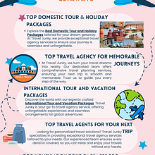 Explore Top Tour Packages: International, Domestic, and Perfect Honeymoon Getaways. Design project by Travel Junky | Travel Agency - 08.29.2024