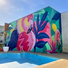 Oasis Hotel-Ascend Collection Poolside Mural. Projekt z dziedziny Sztuka miejska, R, sunek botaniczn i  Sztuki piękne użytkownika Meg Wagler - 29.08.2024