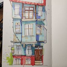 My project for course: Expressive Architectural Sketching with Colored Markers. Sketching, Drawing, Architectural Illustration, Sketchbook & Ink Illustration project by avciaylin03 - 08.31.2024
