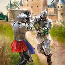 Oily knights fight. Un proyecto de Pintura al óleo, Pintura digital, Pintura decorativa, Ilustración digital, Ilustración editorial y Concept Art de Mentiradeloro Esther Cuesta - 05.09.2024