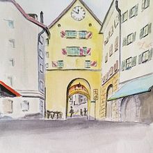 Mein Abschlussprojekt für den Kurs: Obertor. Een project van  Tekening, Aquarelschilderen,  Architecturale illustratie, Sketchbook,  Illustratie met inkt y  Schetsen van Jon Bickel - 08.09.2024