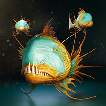Fish - 3D Creature Model - Stylized. Een project van 3D, 3D-karakterontwerp,  3D-ontwerp,  3D-modellering, Ontwerp van personages, 3D-animatie, Film, video en televisie, Game design y Beeldhouwwerk van Yulia Belyaeva - 08.09.2024