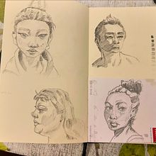 Mi proyecto del curso: Cuaderno de retratos a línea con grafito. Drawing, Portrait Drawing, Sketchbook, Sketching, and Fine Arts project by Elenny Guzman - 09.10.2024